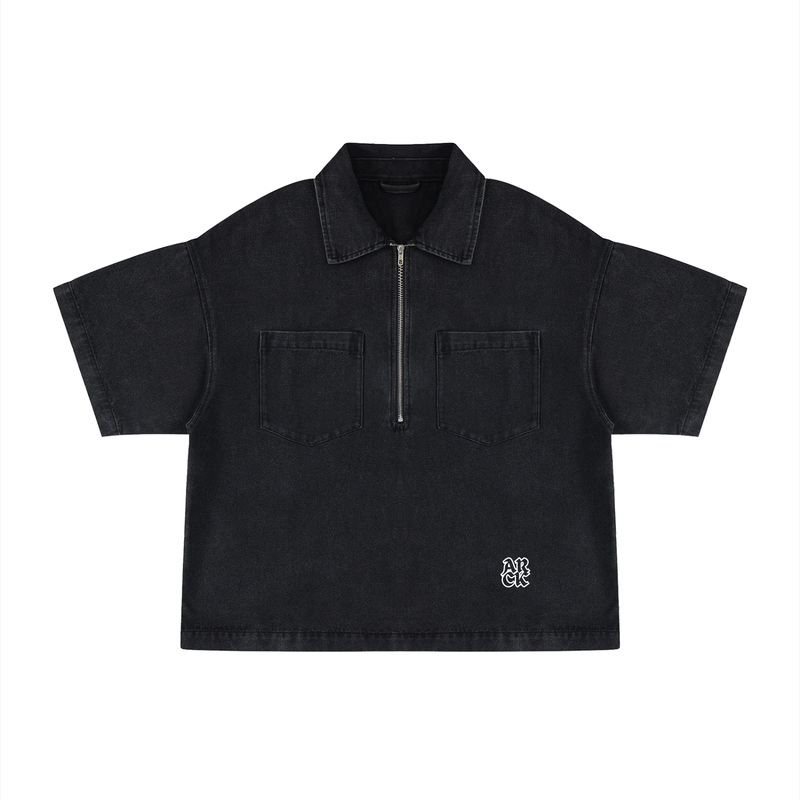 Dog Mentality Quarter-Zip Denim Shirt