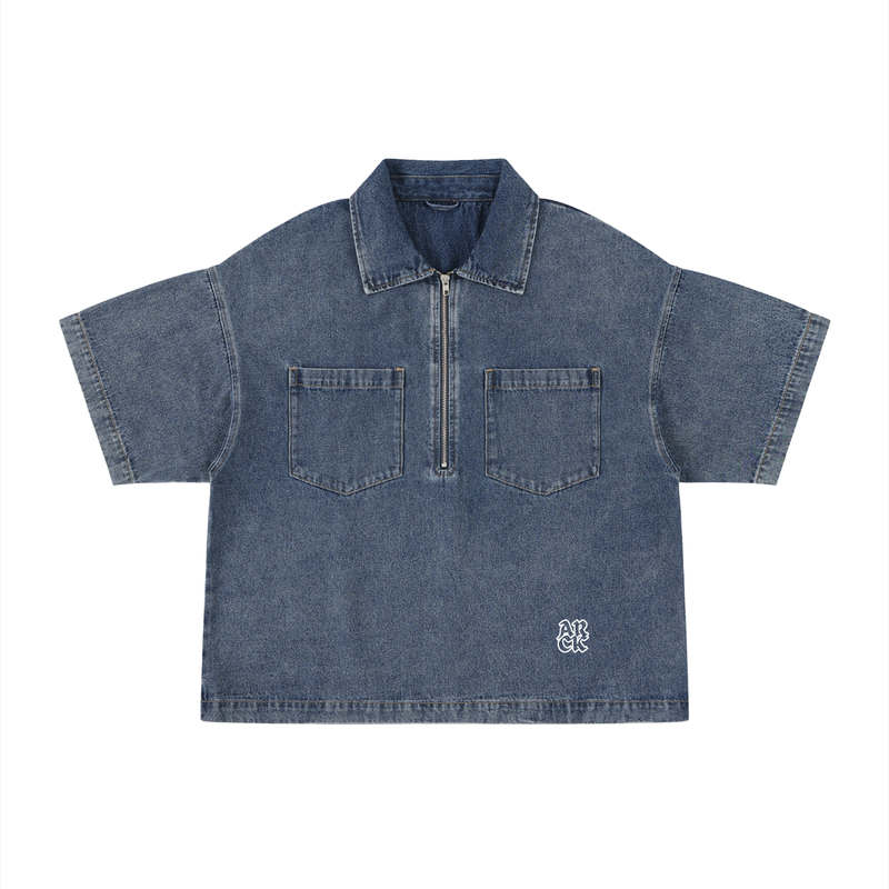 Dog Mentality Quarter-Zip Denim Shirt