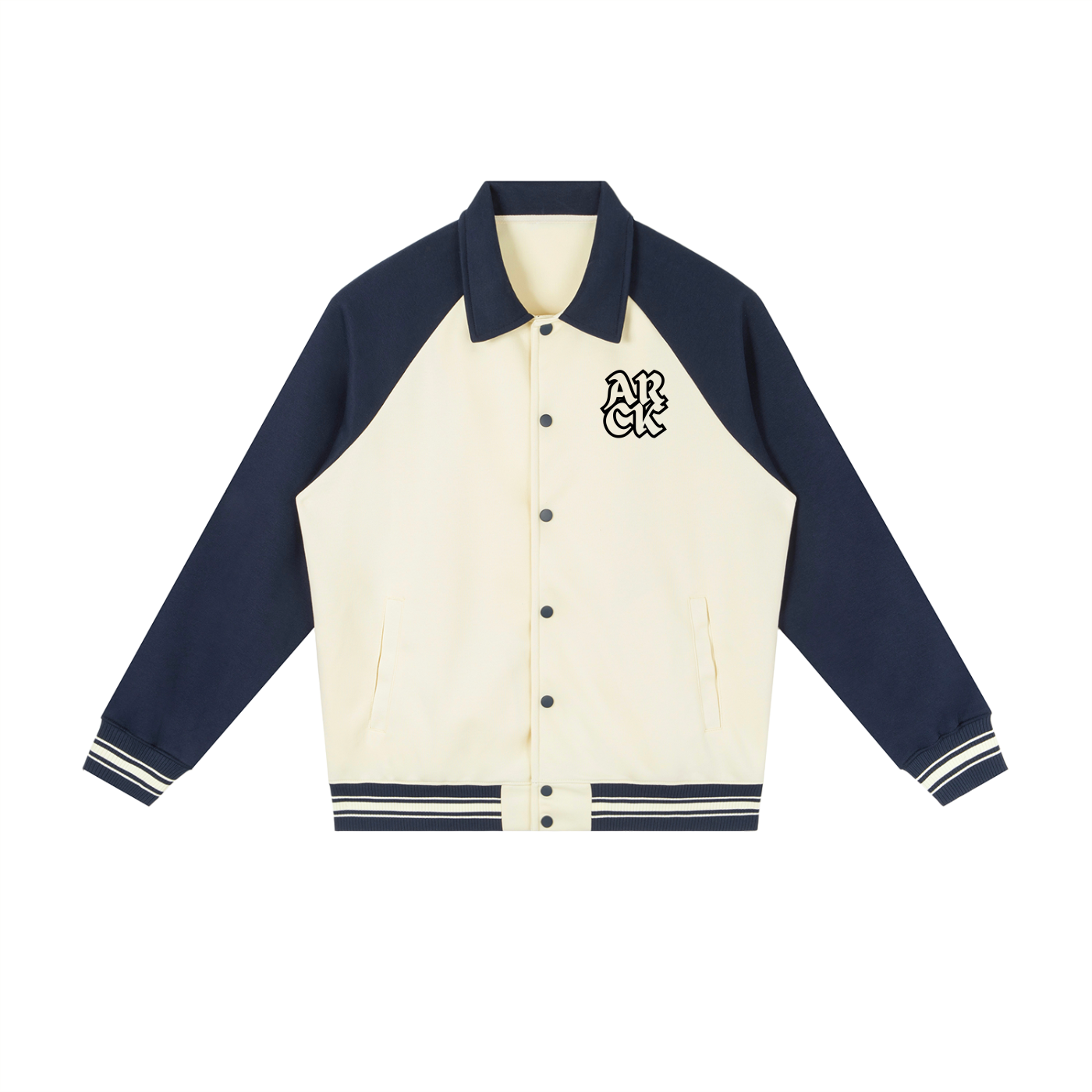 Contrast Raglan Sleeve Baseball Jacket
