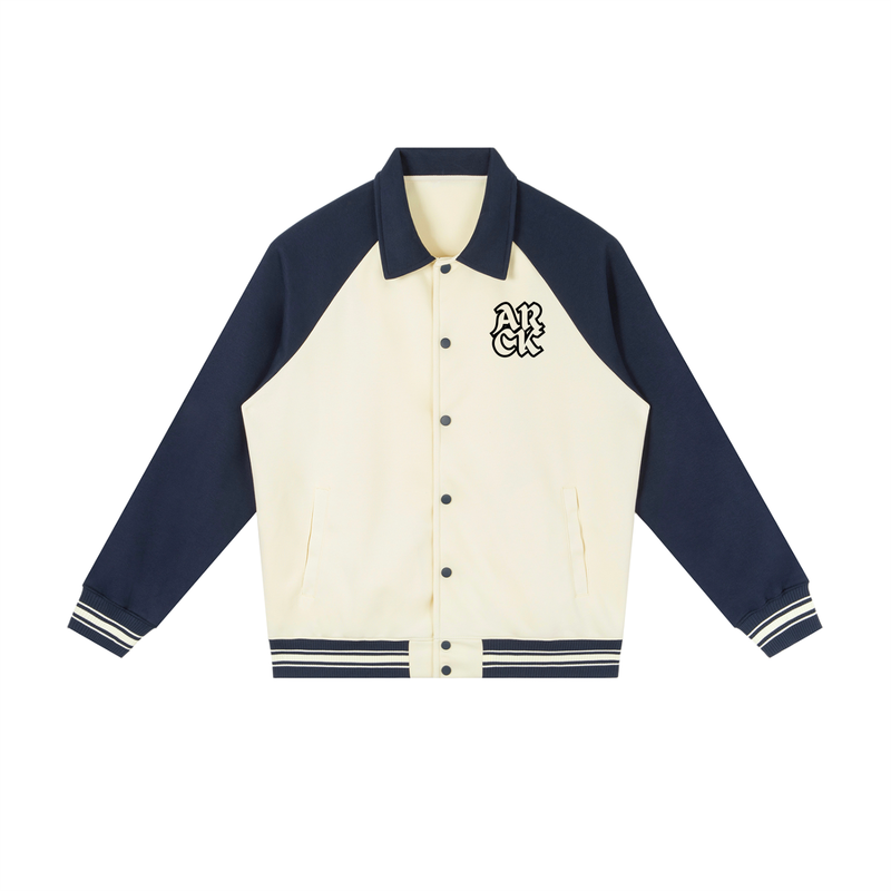 Contrast Raglan Sleeve Baseball Jacket