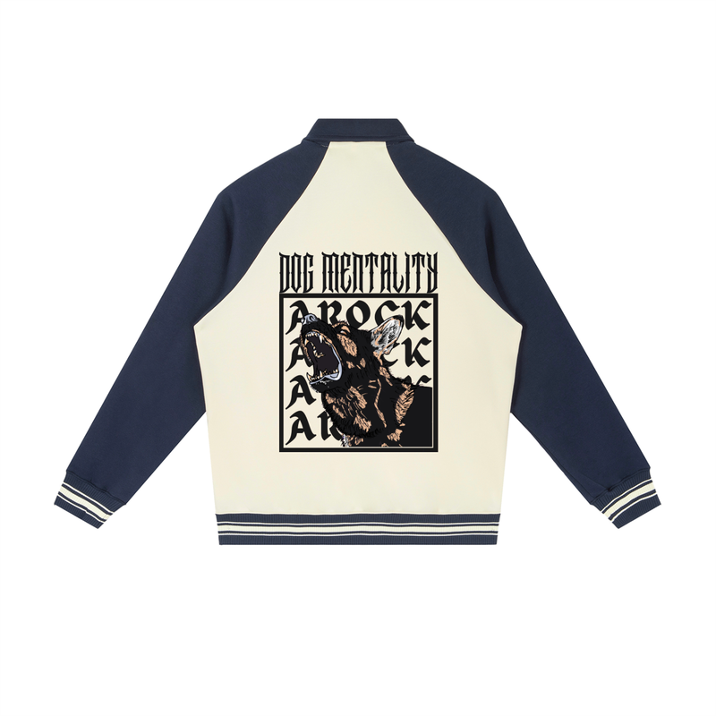 Contrast Raglan Sleeve Baseball Jacket