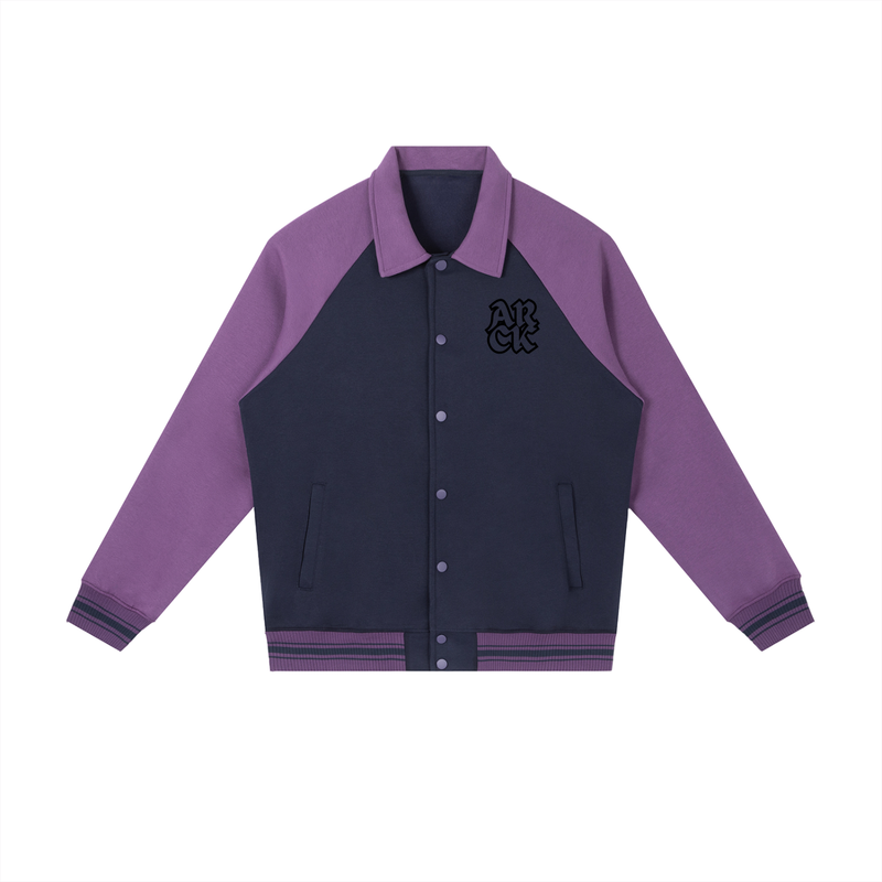 Contrast Raglan Sleeve Baseball Jacket