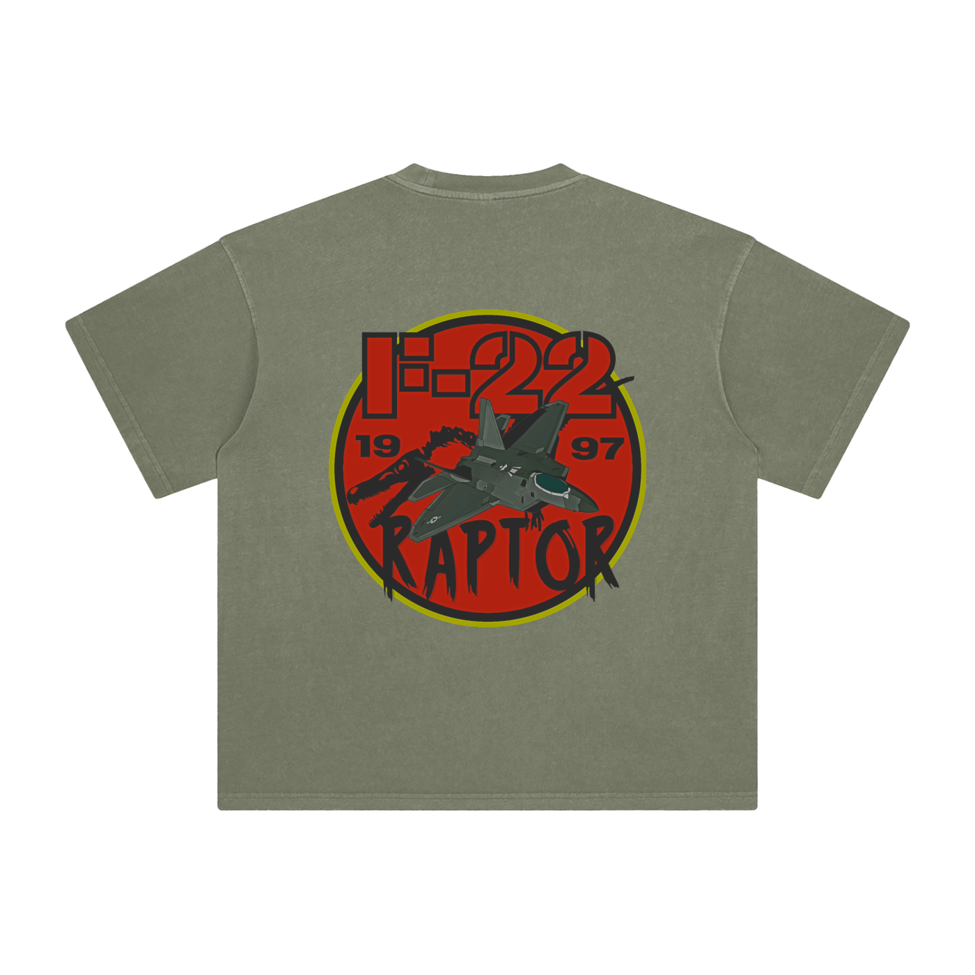 Jurassic F-22 Raptor Enzyme Washed T-Shirt