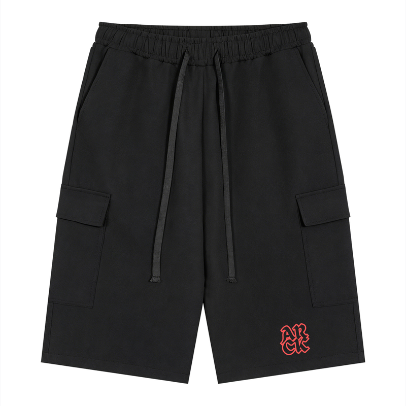 ARCK Minimalist Red Drawstring Cargo Shorts