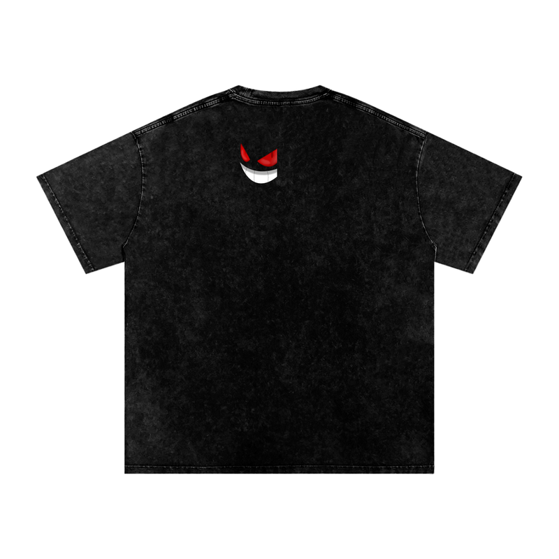 Custom Gengar Peeking Oversized Snow Washed Tee