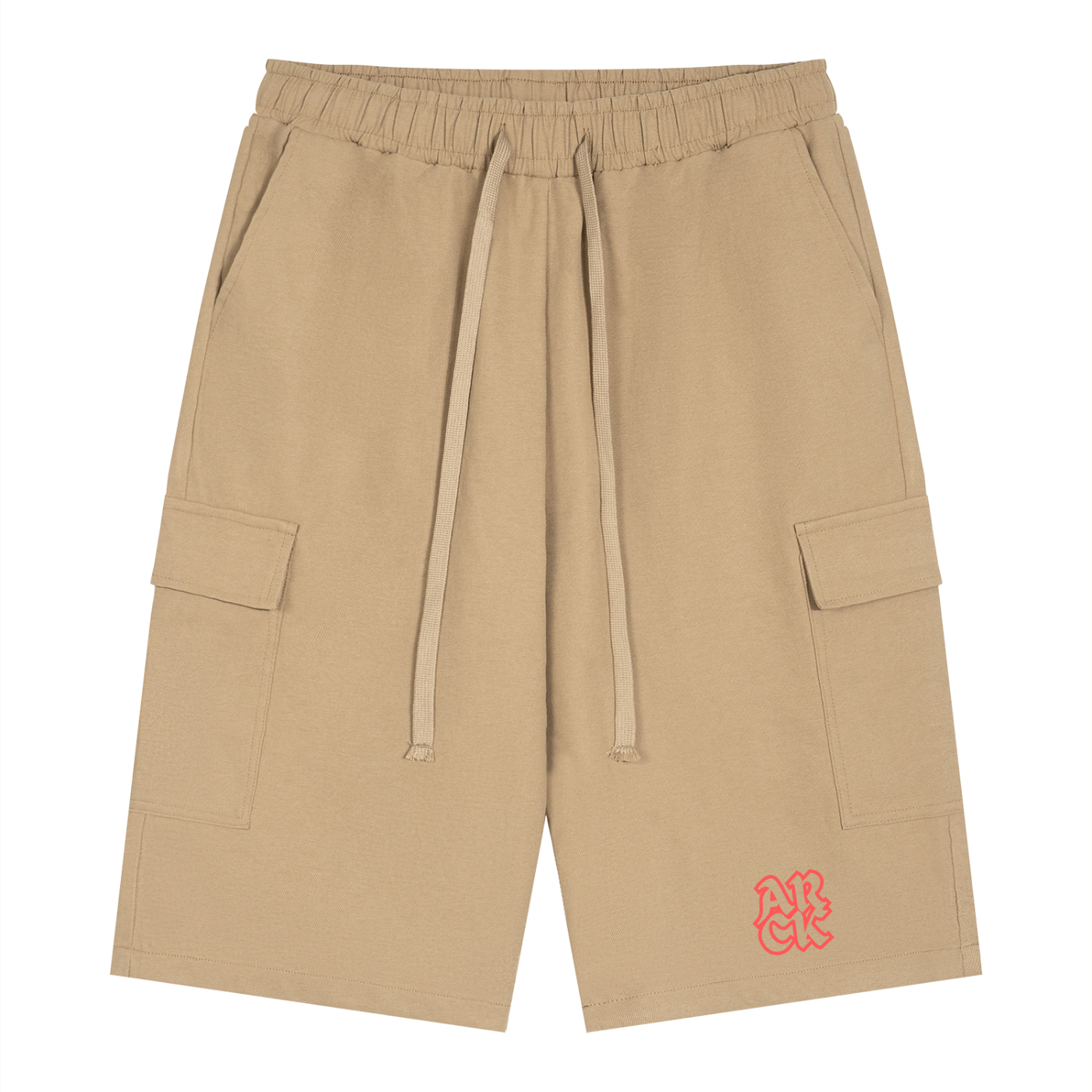 ARCK Minimalist Red Drawstring Cargo Shorts